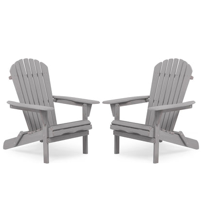 Classic Gray Cedar Wood Adirondack Chairs - Set of 2