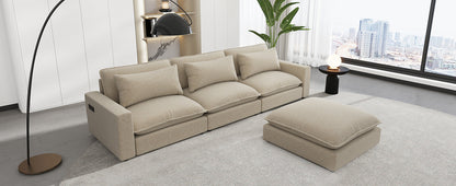 Chenille Upholstered Cloud Sofa Modular Sectional - Beige