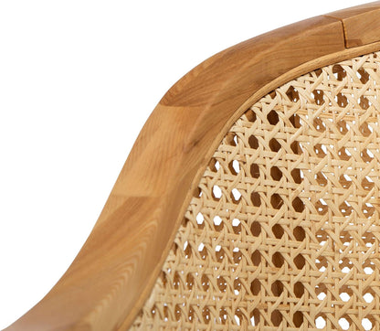 Natural Rattan Accent Chair with Brass Caps