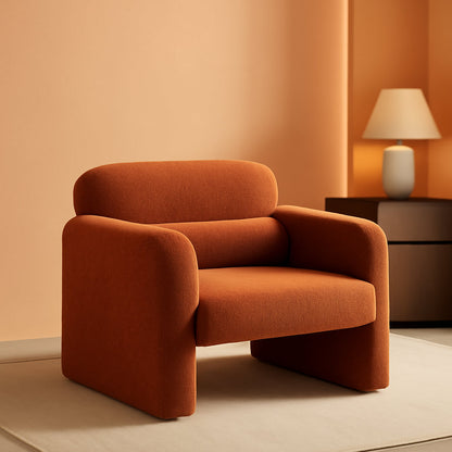 Modern Sherpa Upholstered Armchair in Burnt Orange