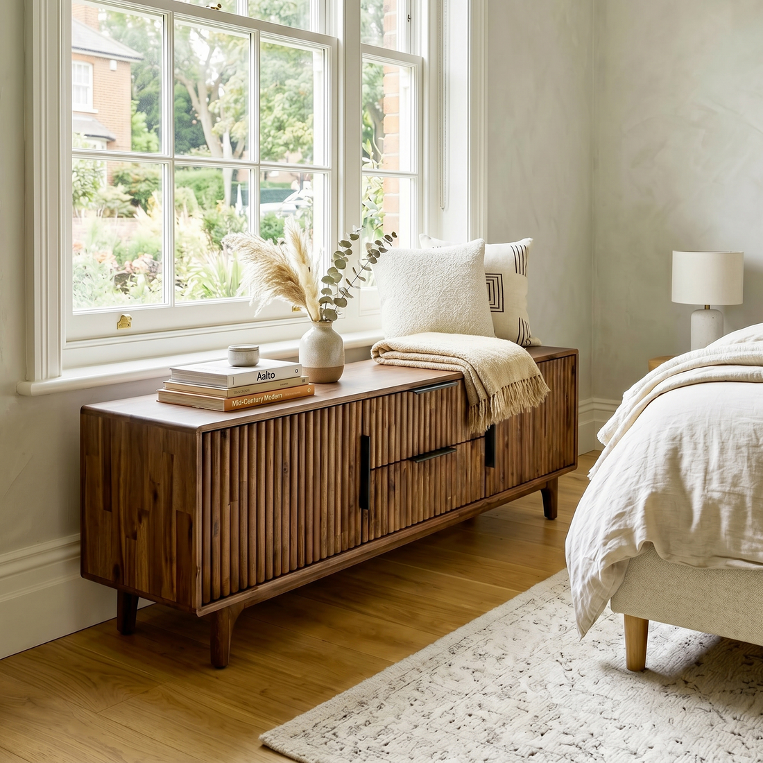 Bosk Solid Wood Storage Bench in Walnut or Natural