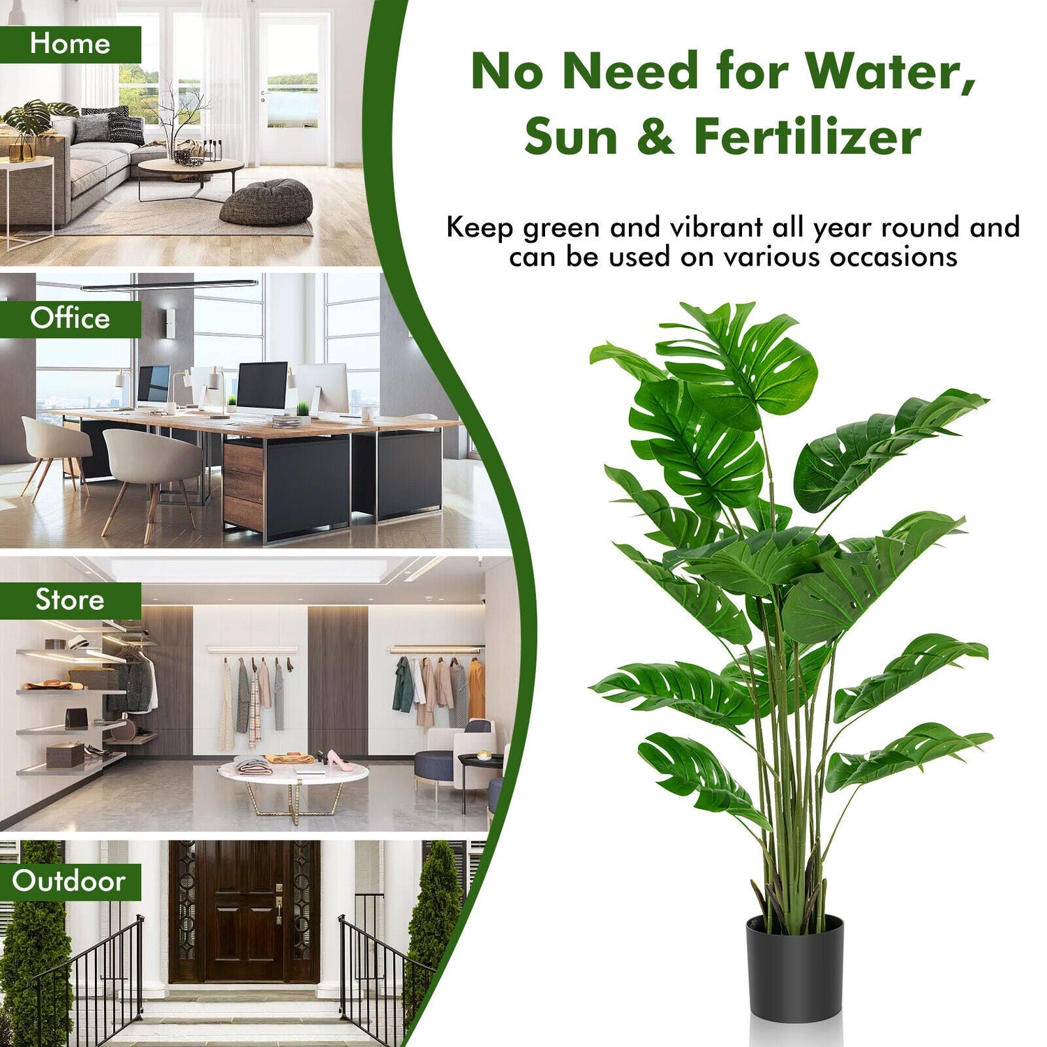 5 Ft Faux Monstera Deliciosa Plant - Indoor/Outdoor
