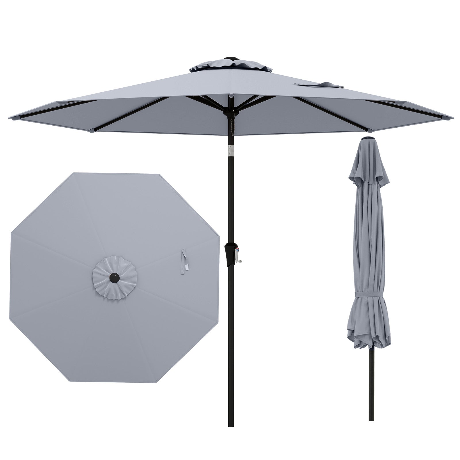 9 FT Outdoor Market Patio Table Umbrella w/ Push Button Tilt/Crank/Lift - 6 Colors