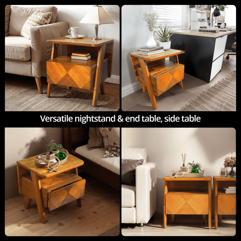 Rorns Rum Nightstand with Drawer - 2 Colors