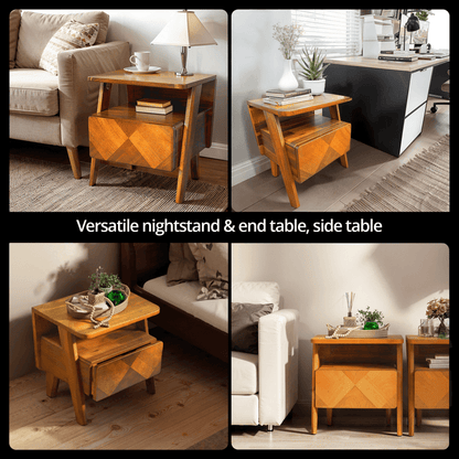 Rorns Rum Nightstand with Drawer - 2 Colors