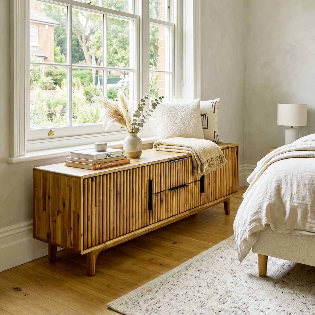 Bosk Solid Wood Storage Bench in Walnut or Natural