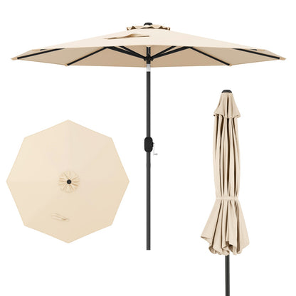 9 FT Outdoor Market Patio Table Umbrella w/ Push Button Tilt/Crank/Lift - 6 Colors