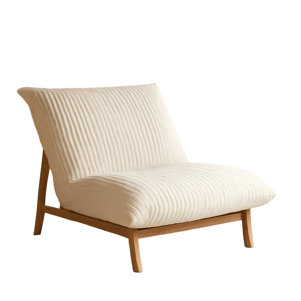 Oversized Chaise Lounge Chair in Beige Corduroy