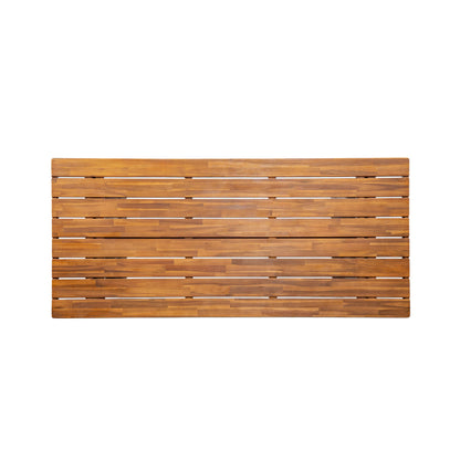 Outdoor Acacia Wood Dining Table - Teak + Grey Wicker