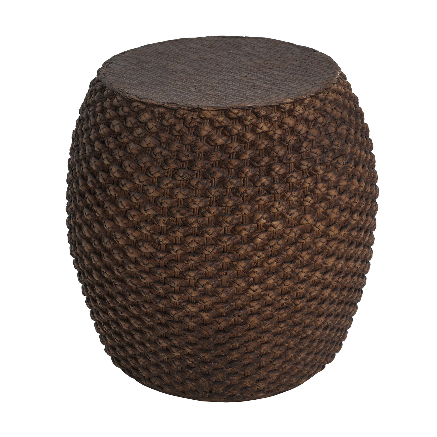 Faux Rattan Indoor/Outdoor Side Table - Brown