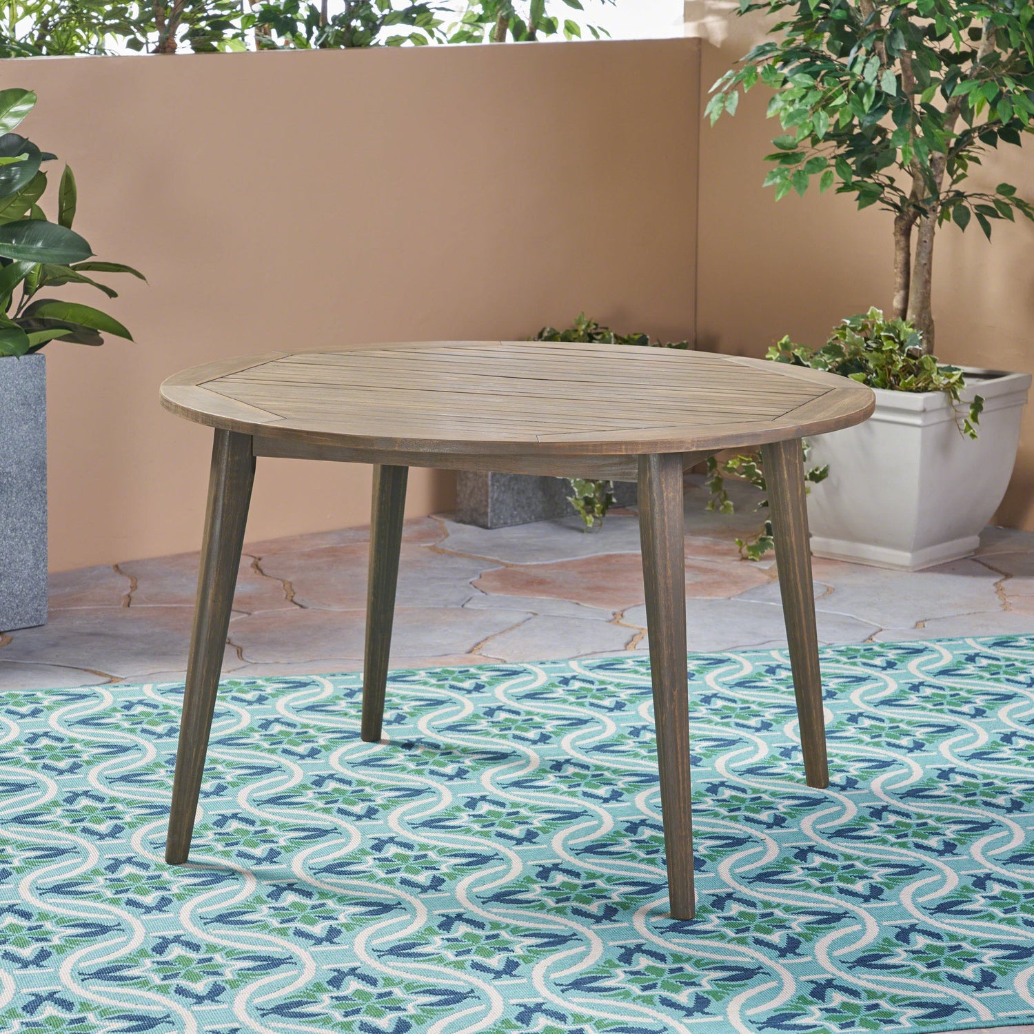 STAMFORD 47" Outdoor Dining Table - Grey Acacia Wood