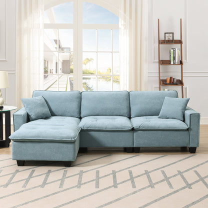 Modern Reversible Sofa Sectional in Sky Blue