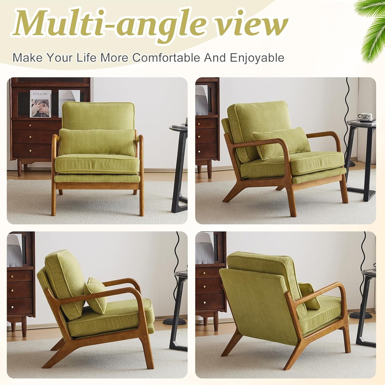 Corduroy Armchair in Light Olive