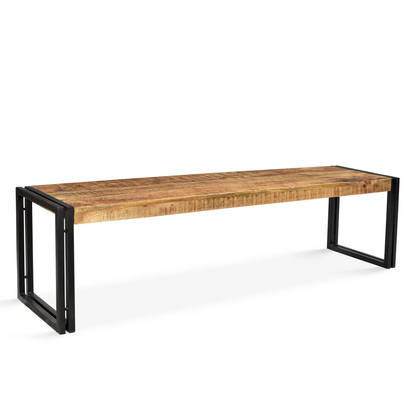 Reclaimed Mango Wood Bench with Metal Legs