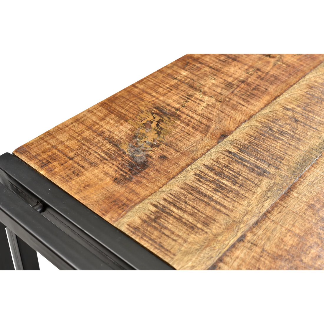 Reclaimed Mango Wood Bench with Metal Legs