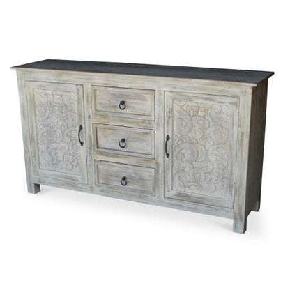 Timbergirl Handcarved Antique Finish 2-Door Sideboard Cabinet