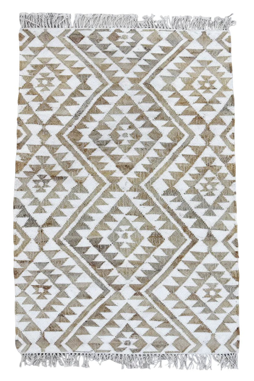 Timbergirl Kilim Beige Jute and Wool Handmade Rug