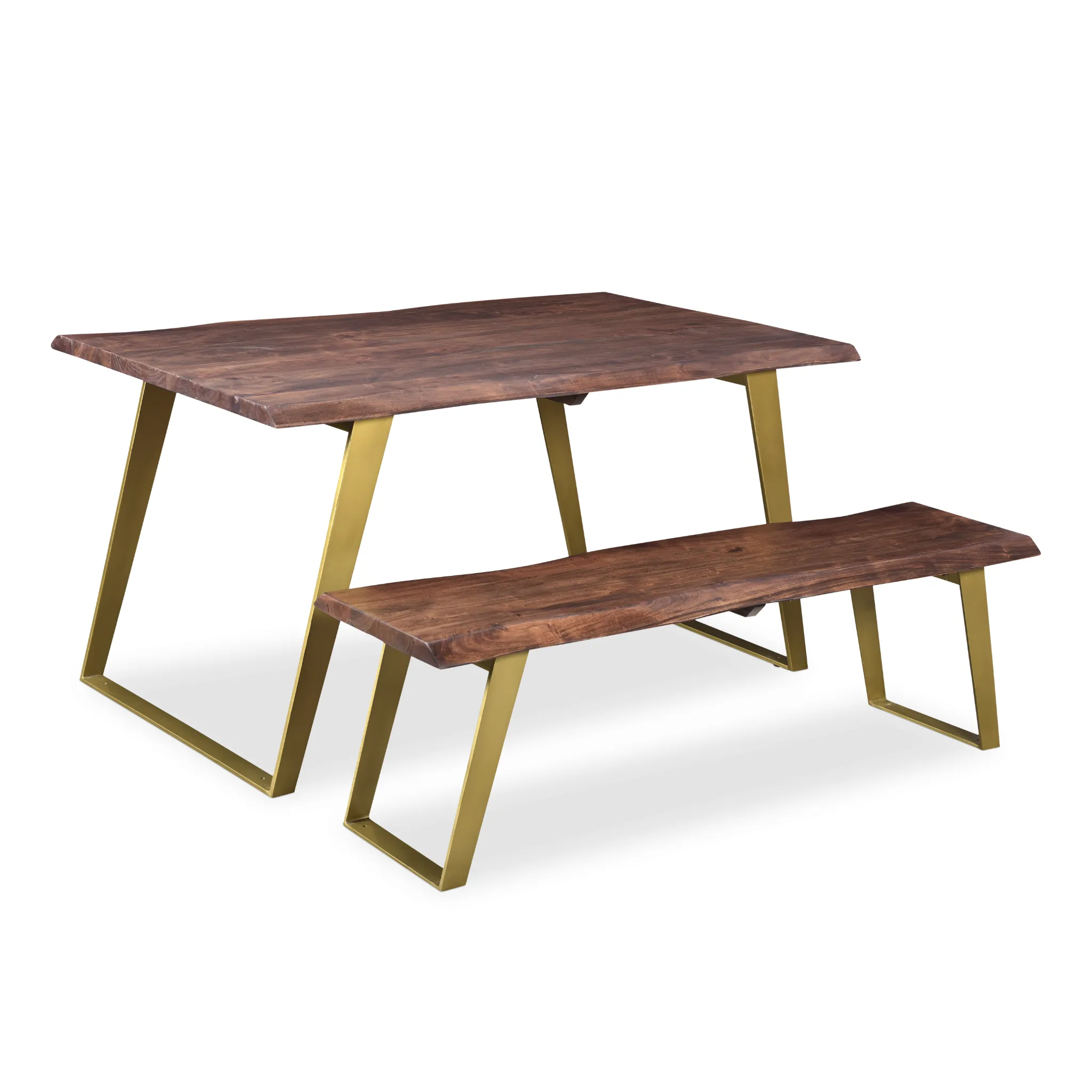 Sheesham Live Edge Gold Legs Bench