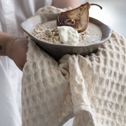 Natural Cream Stonewashed Waffle Weave Kitchen Tea Towel