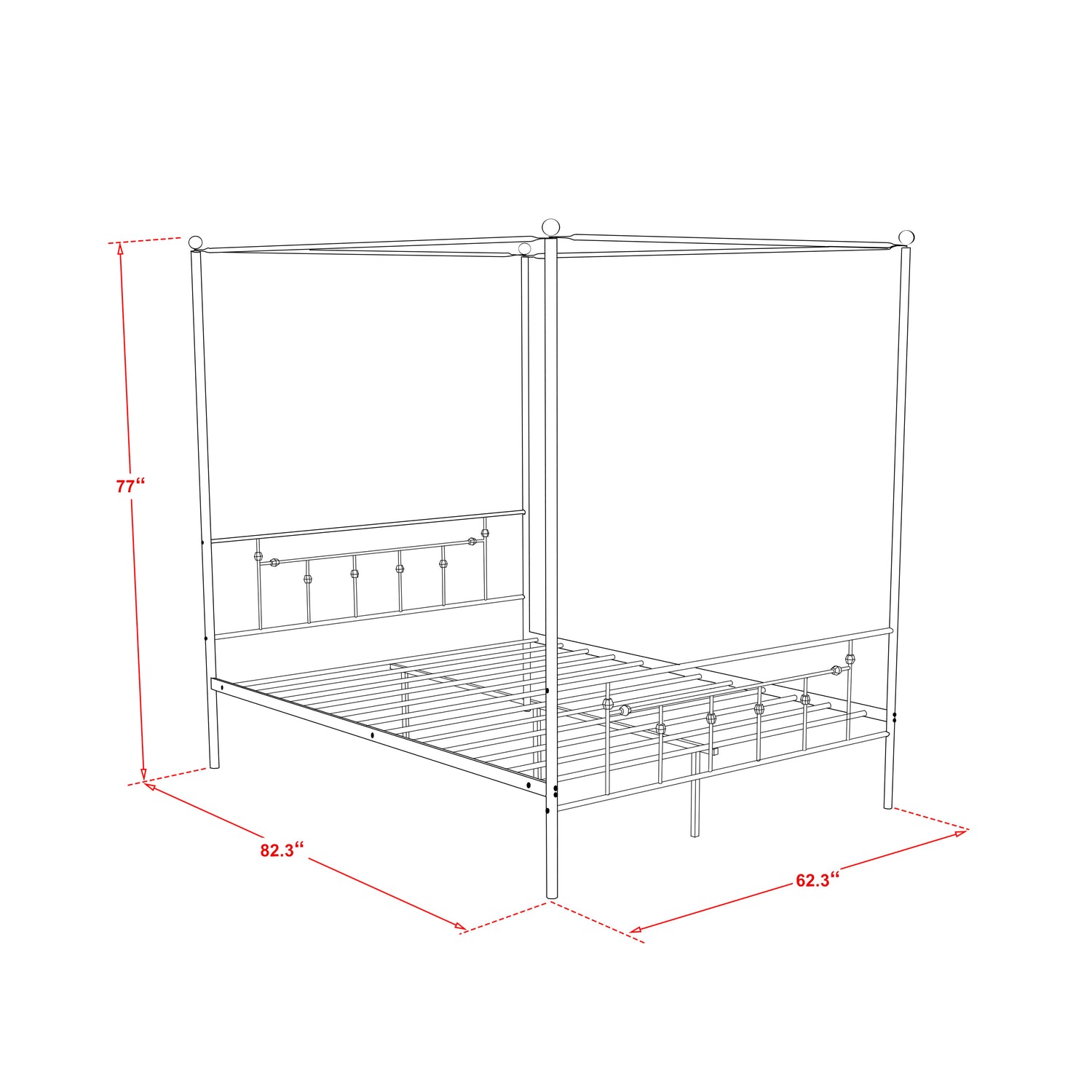 Anniston Queen Size Canopy Bed - White