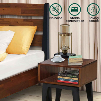 Emery Bed Frame &amp; Nightstand Set - Acacia Solid Wood in Walnut, or Americano