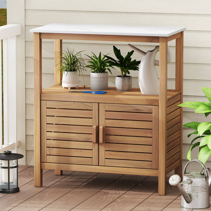Outdoor Acacia Wood Garden Potting Station