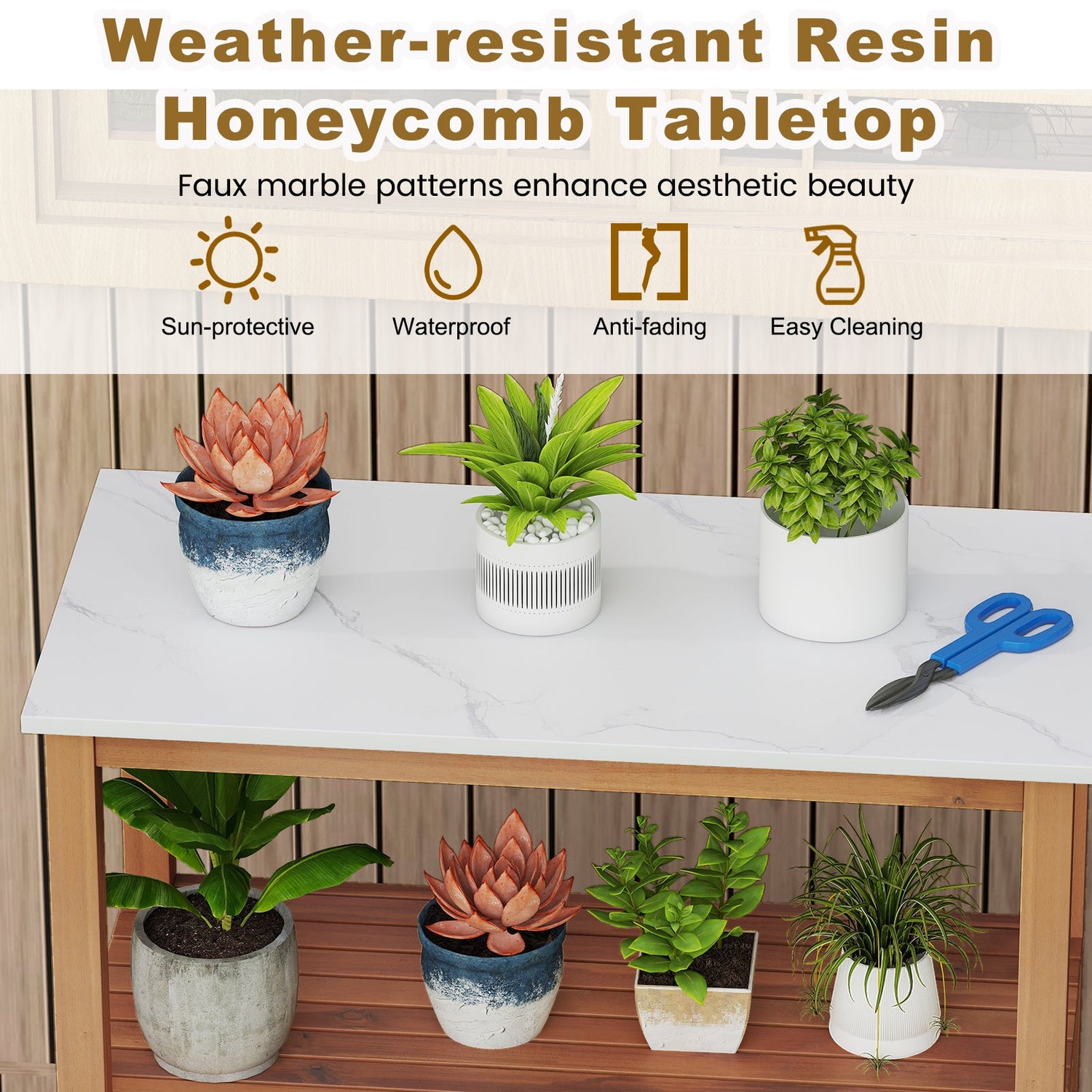 Outdoor Acacia Wood Garden Potting Station