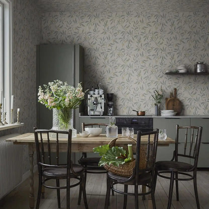 Branches and Lychee Handpainted Peel &amp; Stick Wallpaper in Sage Green