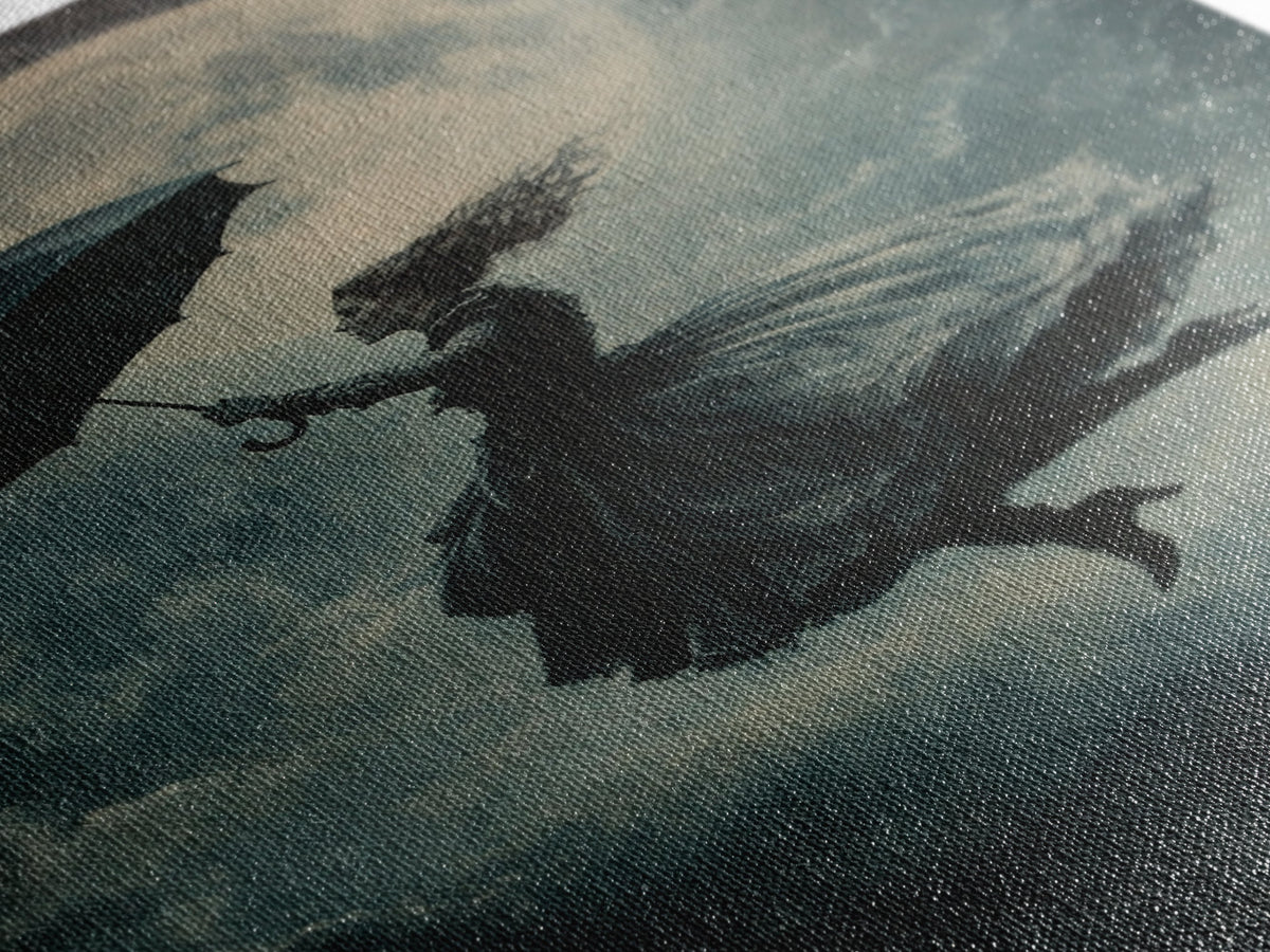 The Witch and her Umbrella Framed Canvas