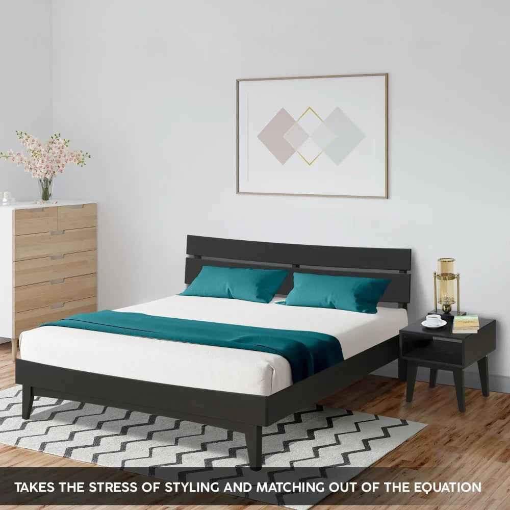 Aurora Acacia Bed Frame &amp; Nightstand Set - 2 Finishes