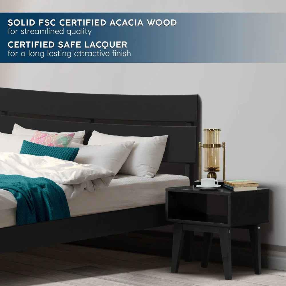 Aurora Acacia Bed Frame &amp; Nightstand Set - 2 Finishes