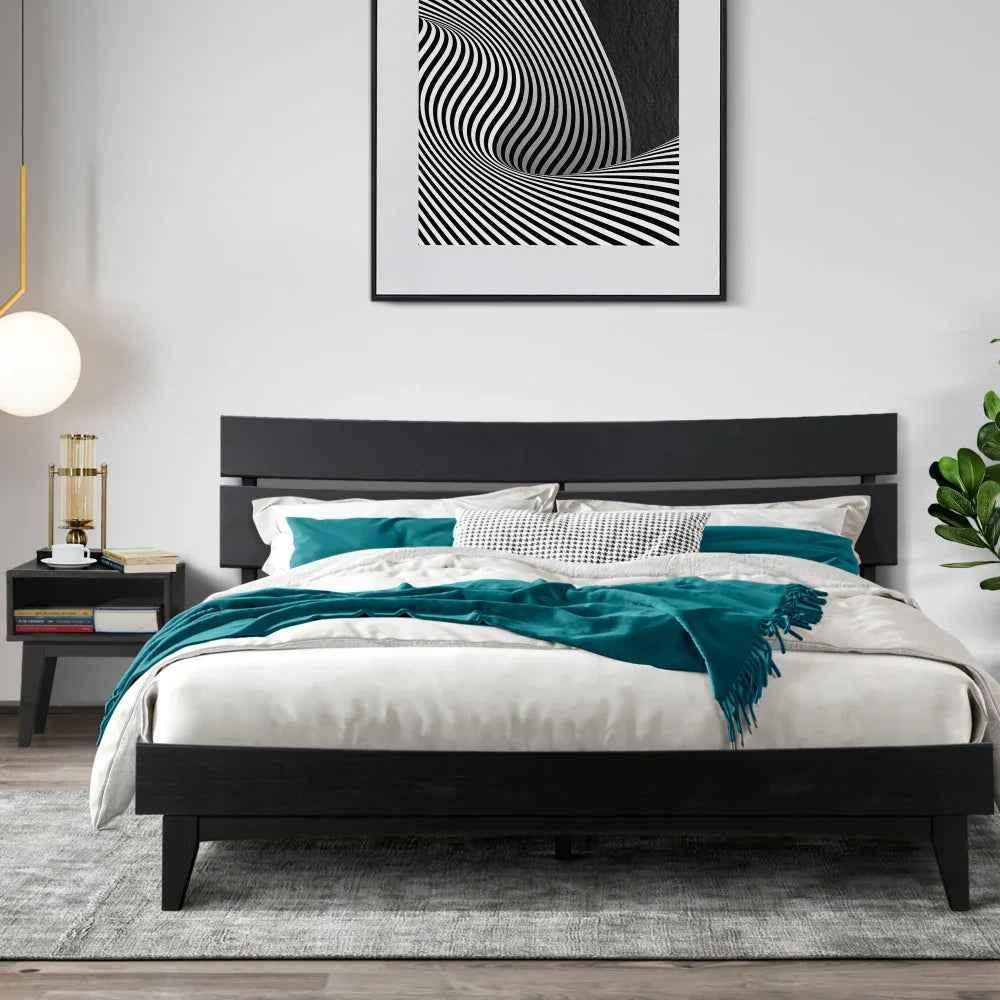 Aurora Acacia Bed Frame &amp; Nightstand Set - 2 Finishes