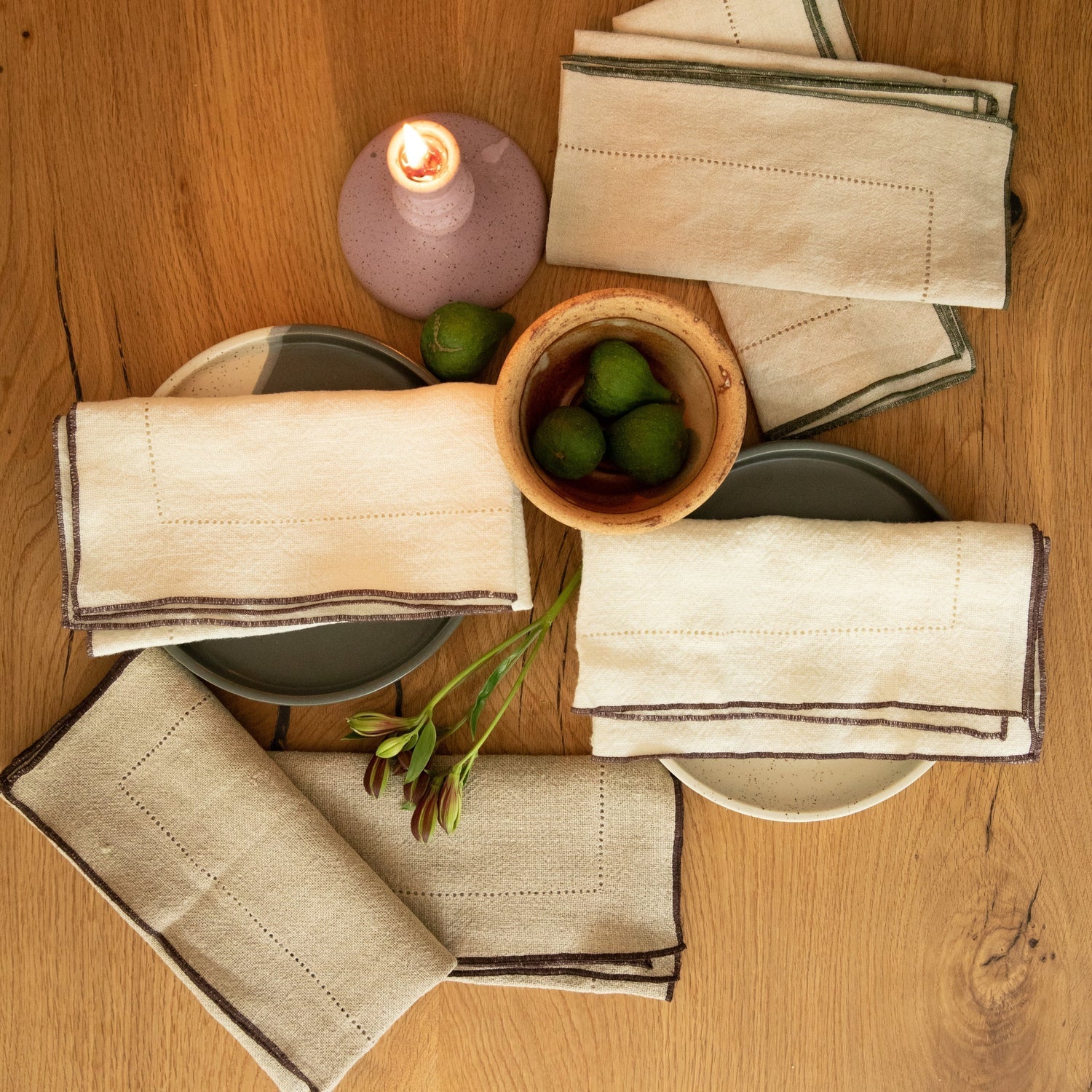 Jardin Handmade Linen Napkins - Set of 4 (3 Colors)