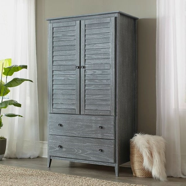 Distressed Grey Solid Pine Armoire