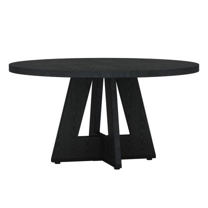 Modern Farmhouse 47-inch Round Dining Table in Black Wood Finish