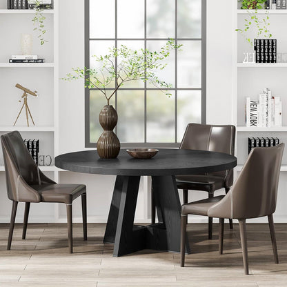 Modern Farmhouse 47-inch Round Dining Table in Black Wood Finish