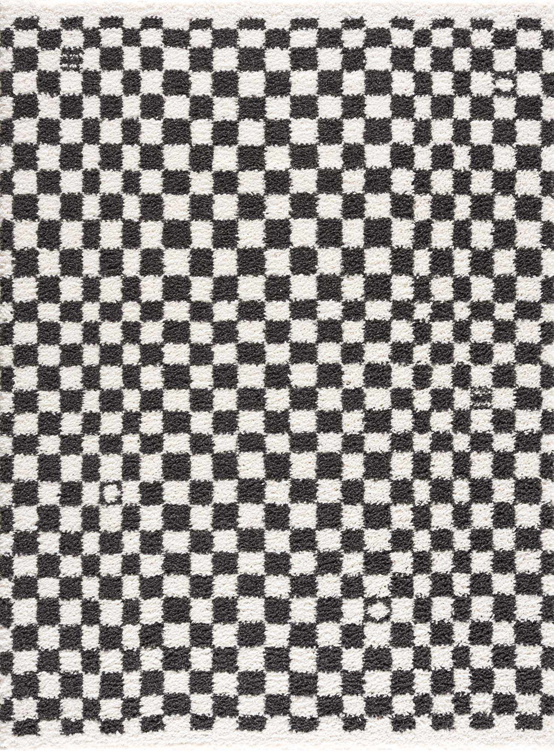 Kieu Black &amp; White Checkered Shag Rug