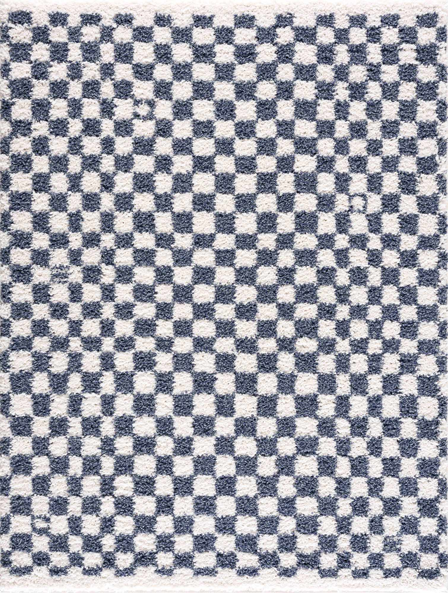 Kieu Blue &amp; White Checkered Area Rug