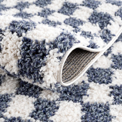 Kieu Blue &amp; White Checkered Area Rug