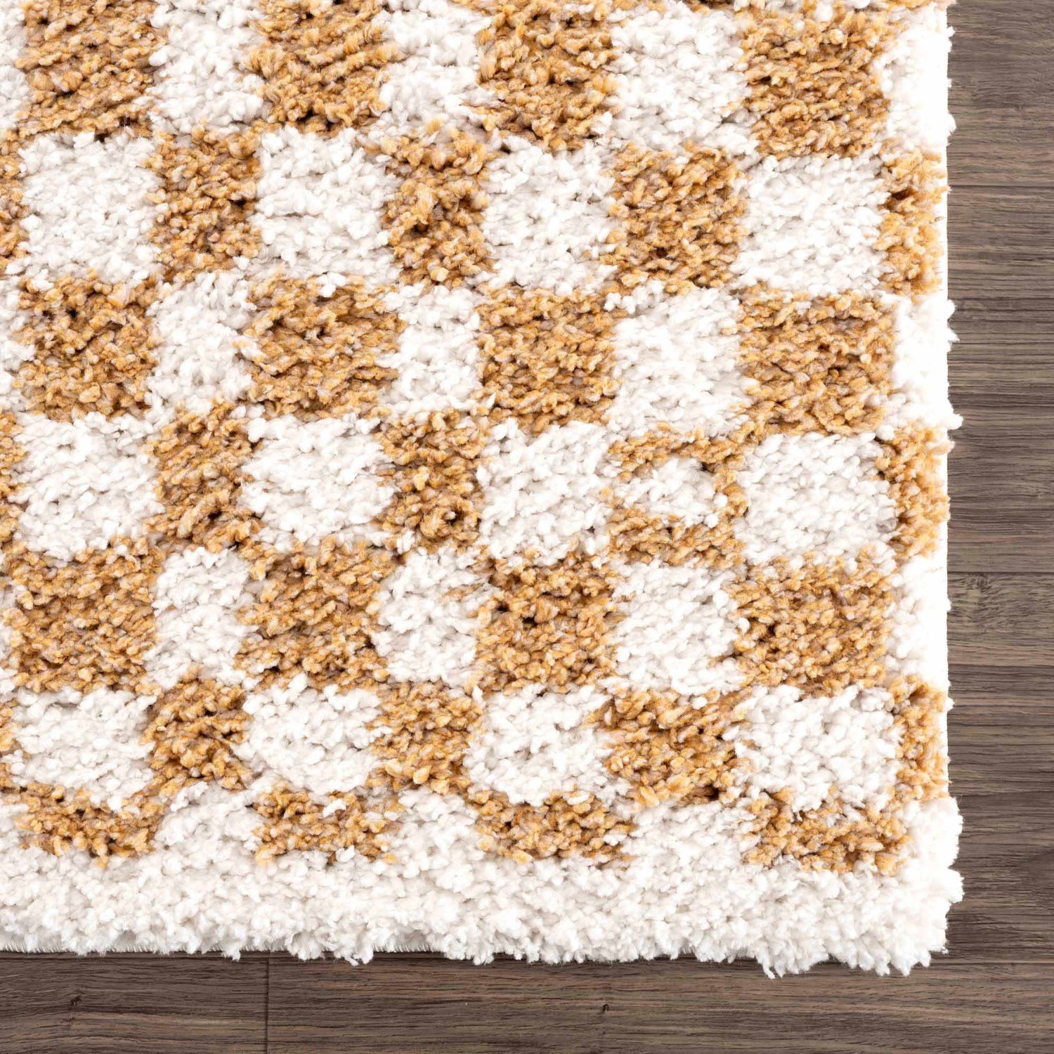 Kieu Mustard &amp; Ivory Checkered Area Rug
