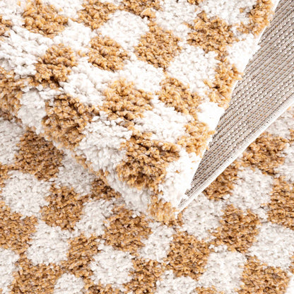Kieu Mustard &amp; Ivory Checkered Area Rug