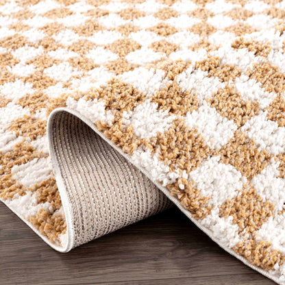 Kieu Mustard &amp; Ivory Checkered Area Rug