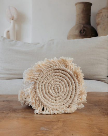 Round Macrame Placemat and Coaster Set for 4 - 2 Colors