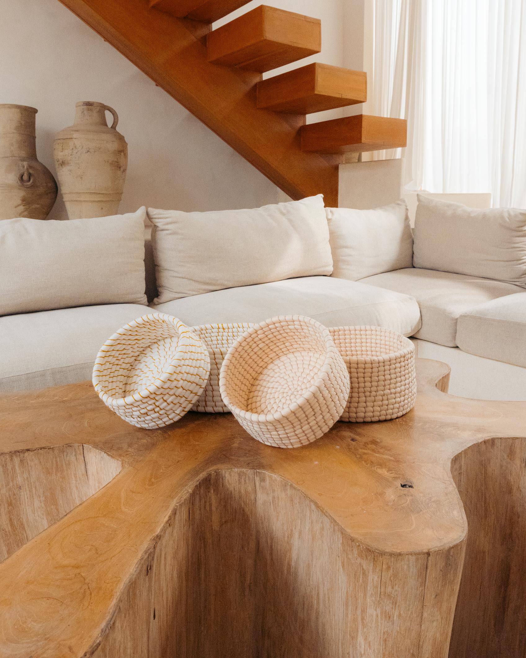 Hand-Stitched Cotton Stacking Baskets