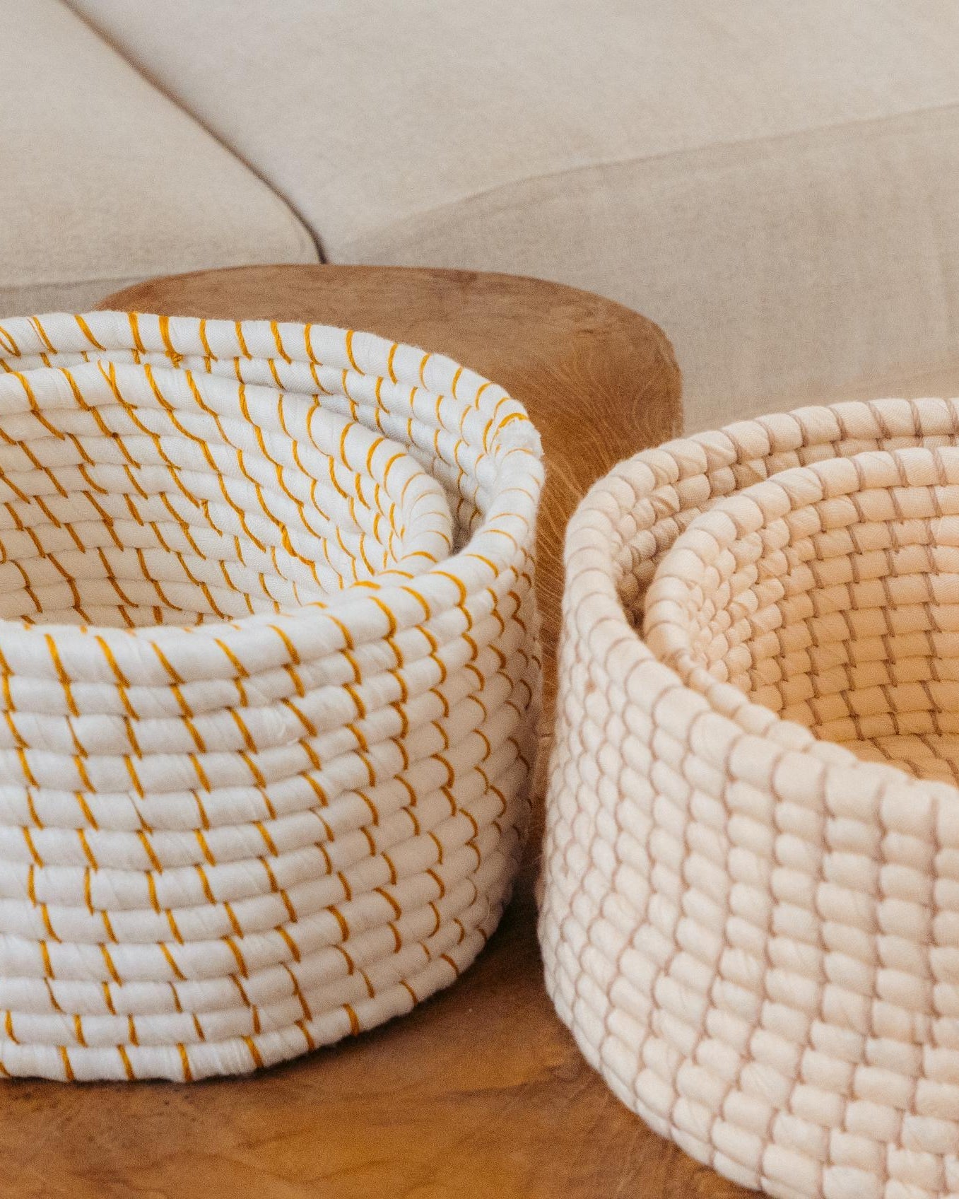 Hand-Stitched Cotton Stacking Baskets