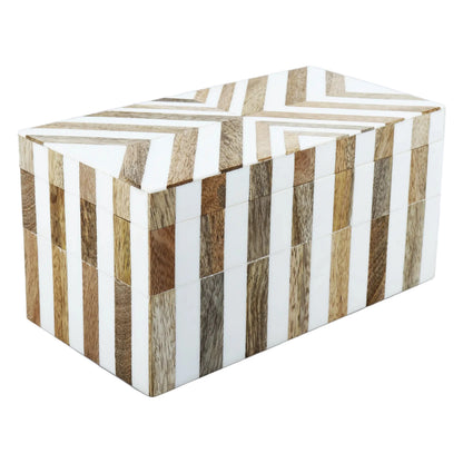 Marquet Chevron Resin &amp; Wood Inlay Decorative Box - 8 Sizes
