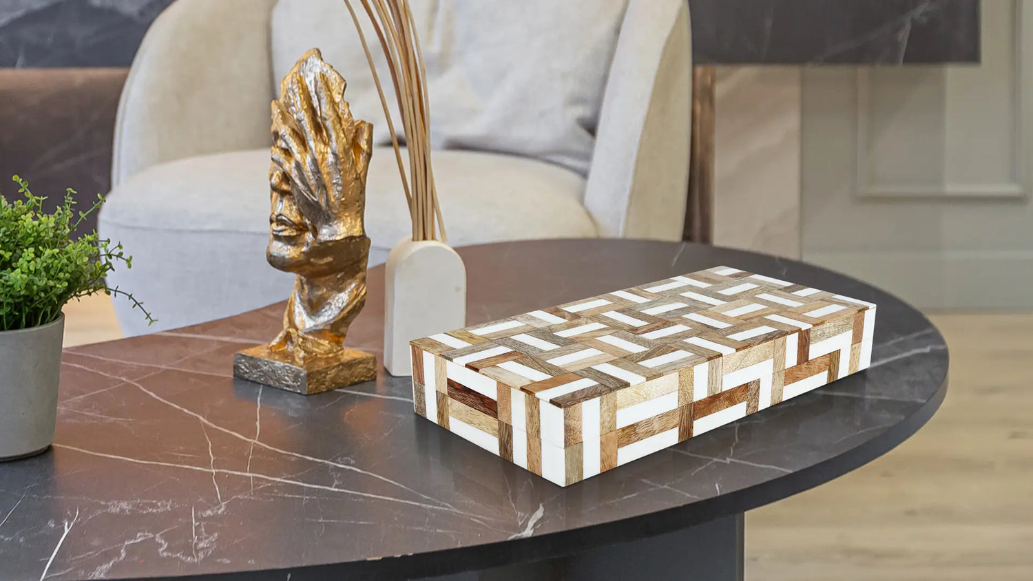Marquet Handmade Resin &amp; Wood Decorative Boxes- Multiple Sizes