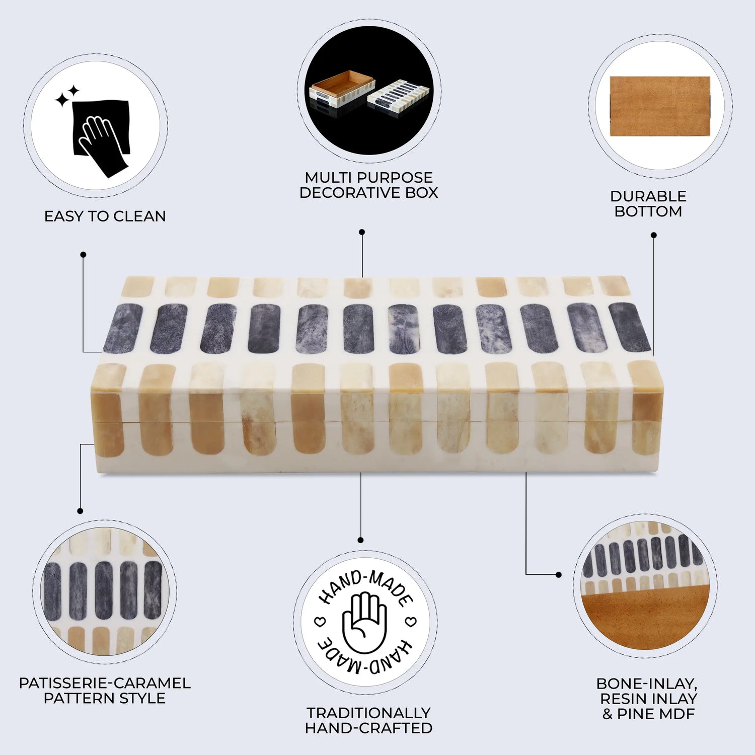 Patisserie Caramel Bone Resin Inlay Decorative Boxes