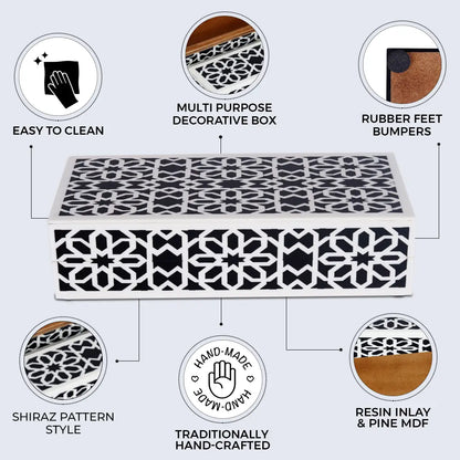 Shiraz Design Handcrafted Decorative Boxes in Black &amp; White