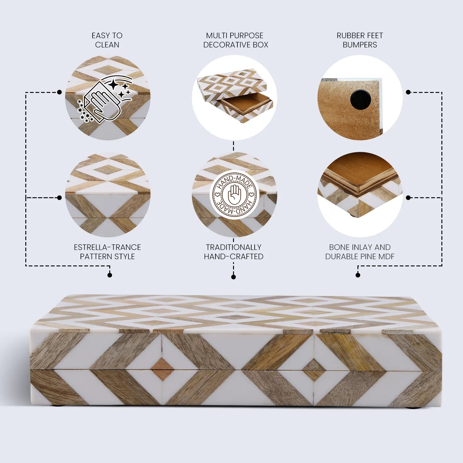 Marquet Array Wood &amp; Resin Inlay Handcrafted Decorative Boxes